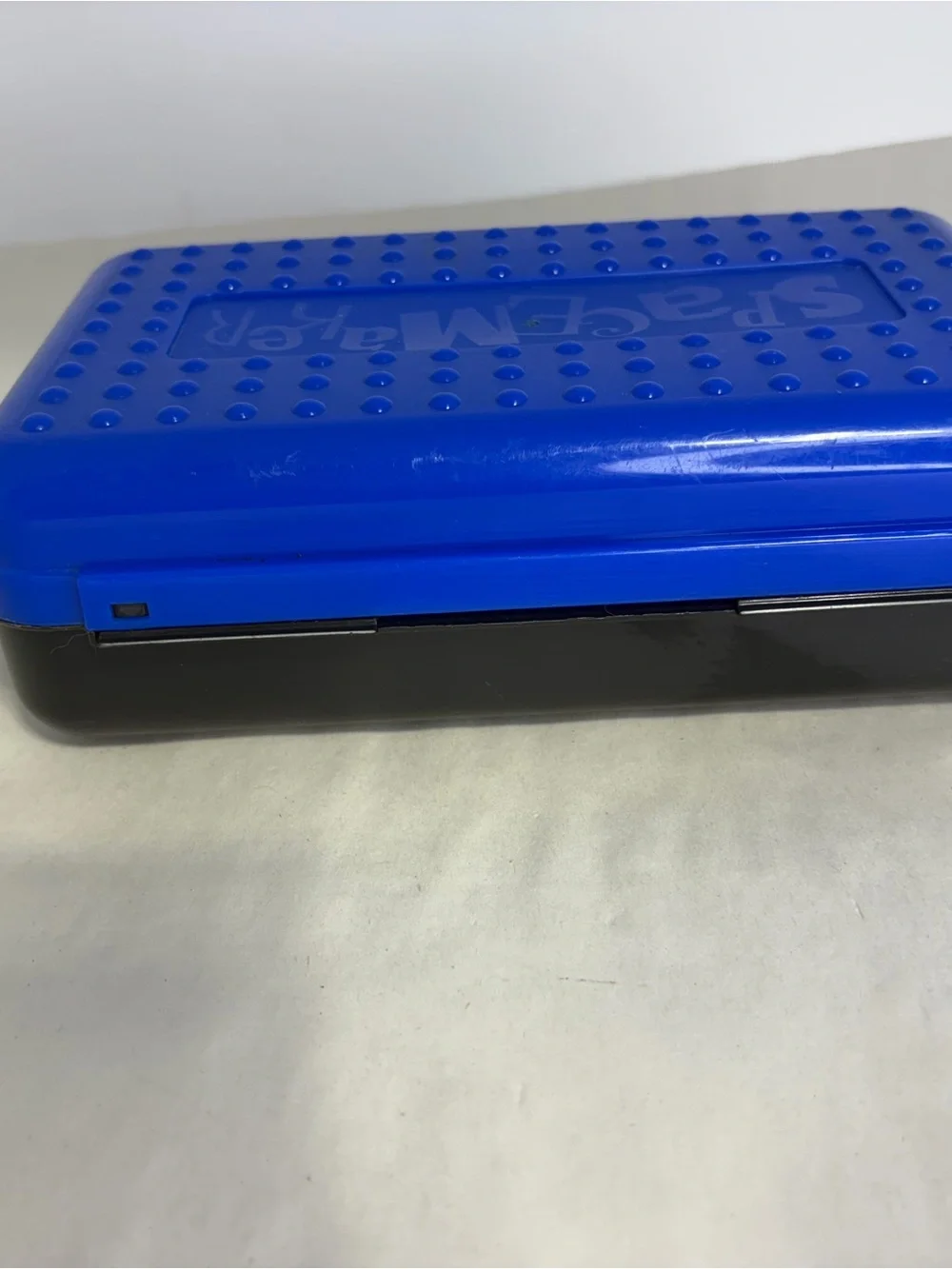 Spacemaker Pencil Box Blue And Black 90's Plastic Storage Case School Crafts